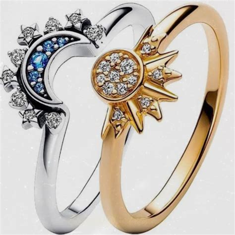 Celestial Pandora Sun Moon Ring Set S925 Sterling Silver Celestial