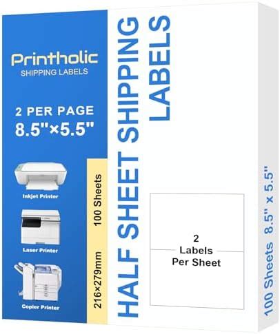 Amazon Printholic Half Sheet Self Adhesive Shipping Labels