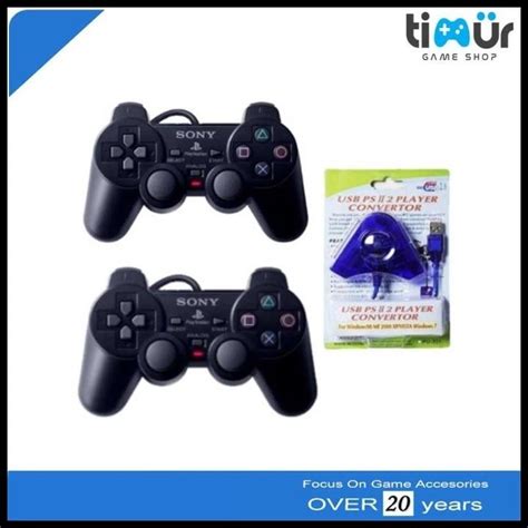 Jual 2 Stik Stick Ps2 Original Pabrik Hitam Converter Double Ps3 Pc