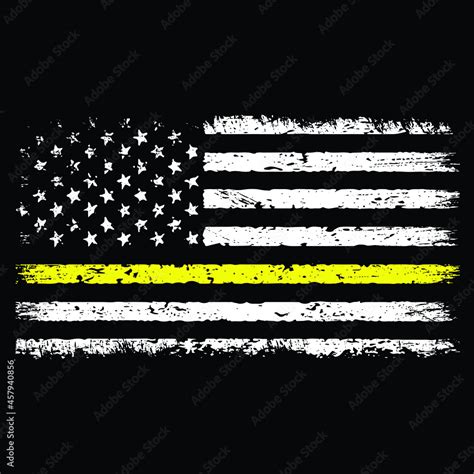 Distressed Thin Yellow Line American Flag T Shirt Vector Design Stock