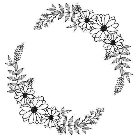 Circle Floral Wedding Border With Leaves And Flowers Circle Drawing Floral Drawing Wedding