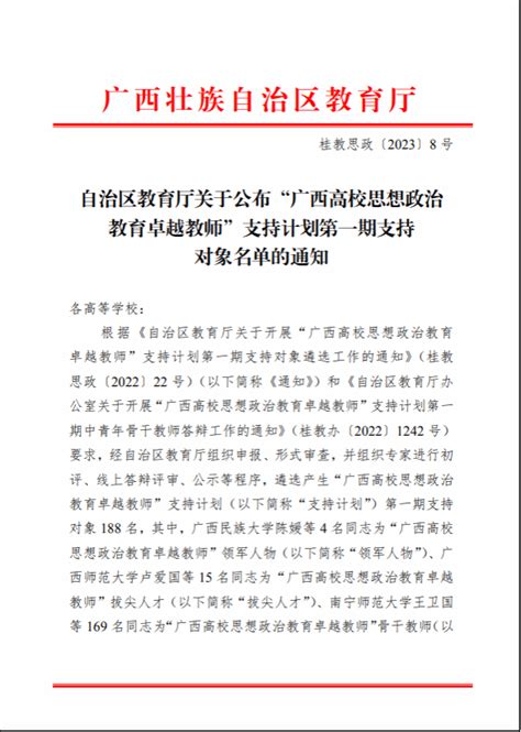 喜报！我校学工队伍三名教师入选“广西高校思想政治教育卓越教师” 广西建设职业技术学院