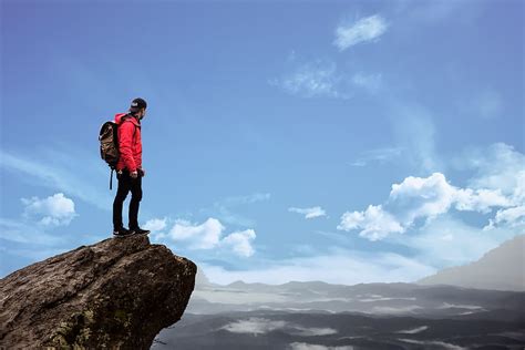 Hd Wallpaper Man Standing On Cliff Photography Adult Adventure