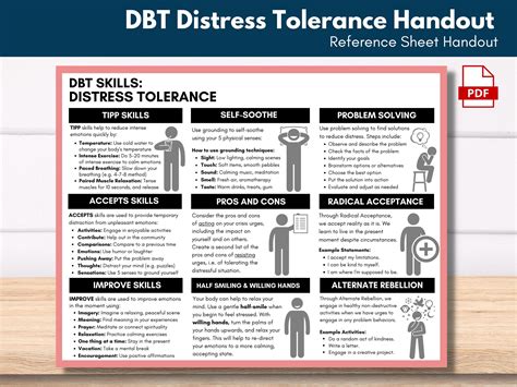 Dbt Distress Tolerance Coping Skills Worksheet Handout Therapy