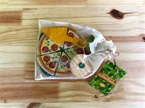 Coleção Comidinhas Kit Pizza Brinquedo Infantil Em Madeira