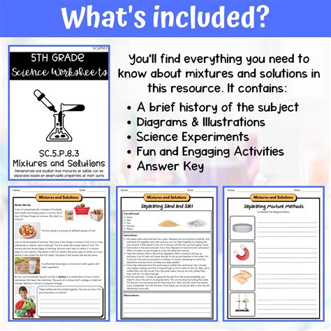 Mixtures And Solutions Activity And Answer Key 5th Grade Physical Science Classful