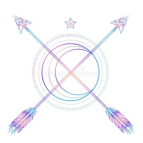 Moon An Arrows Sacred Geometry Arrow And Moon Highly Detailed Vector