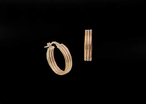 Stylish Tri Colour Gold Hoop Earrings – Jewelleryinn Luxury Jewellery