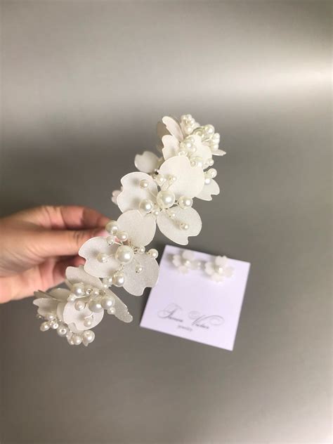 Floral Tiara Floral Headband Wedding Bridal Headband Floral - Etsy