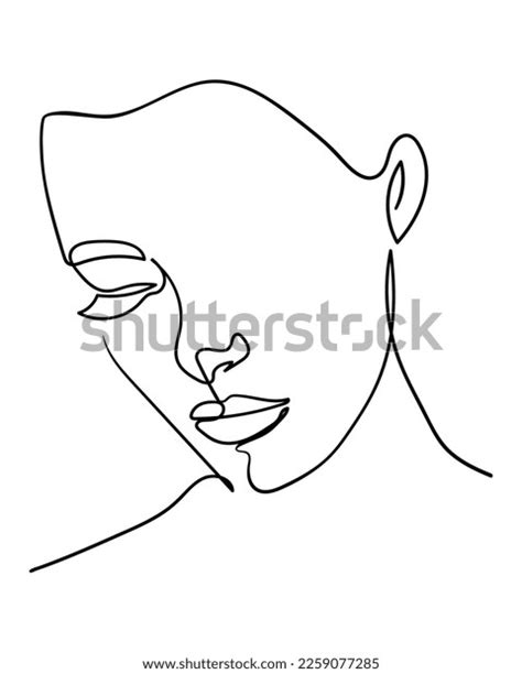 One Line Drawing Face Abstract Woman Stock Vector Royalty Free