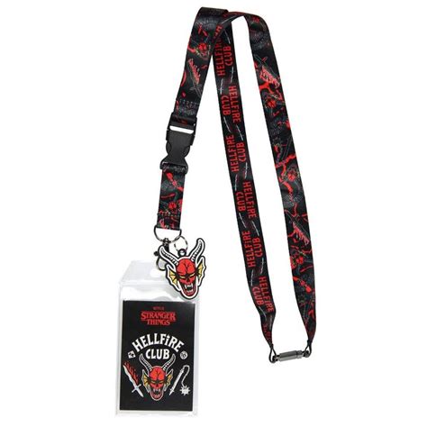 Stranger Things Hellfire Club ID Badge Holder Lanyard W 2 Rubber