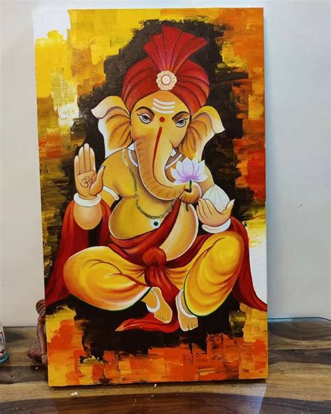 Acrylic Canvas Painting Of Ganesha