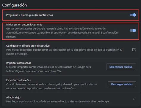 Contraseñas en Google Chrome Habilitar y deshabilitar