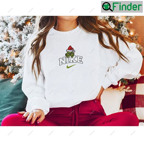 Nike Grinch Christmas Embroidered Sweater - Q-Finder Trending Design T ...