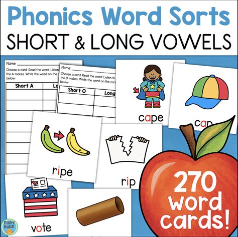 This Is A Huge Set Of Short And Long Vowel Word Sorts Illustrated Word Cards To Use For Word