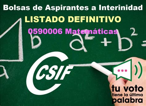 CSIF Bolsas De Aspirantes A Interinidad Listado Definitivo 0590006