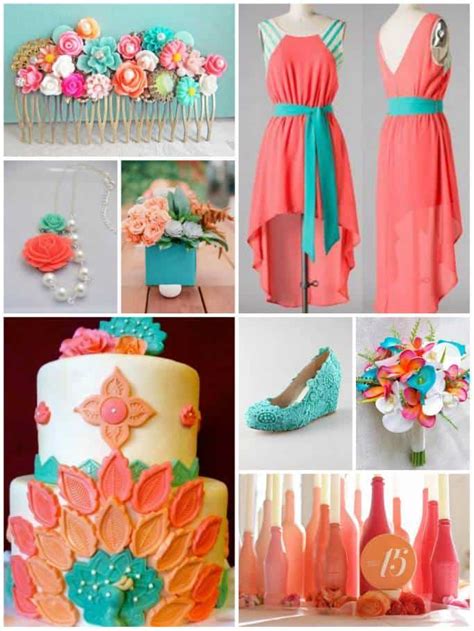 Color Combo: Peach and Coral + Turquoise - Inspired Bride