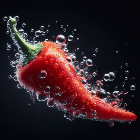 Premium AI Image Red Hot Chili Pepper With Water Splash On Dark Background 3d Rendering