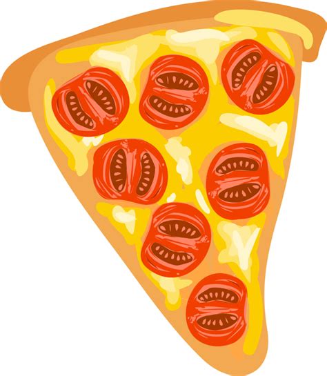 Slice Of Pizza With Tomatoes And Cheese Appetizing Hand Drawn Pizza