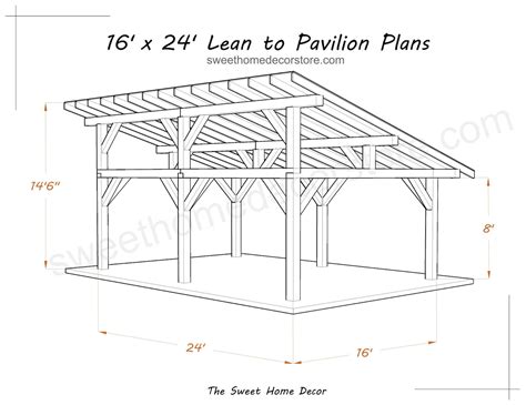 Diy X Lean To Pavilion Plans Pdf Carport Plans Wooden Etsy