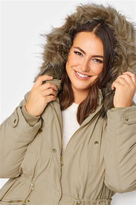 Yours Plus Size Black Faux Fur Trim Hooded Parka Coat Yours Clothing