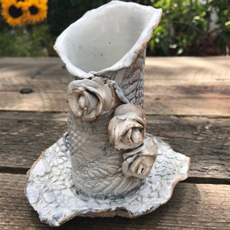 Multipurpose Three Roses Holder With Images Handmade Ceramics