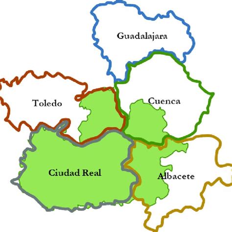 Mapa físico de España donde se muestran las provincias de Castilla de