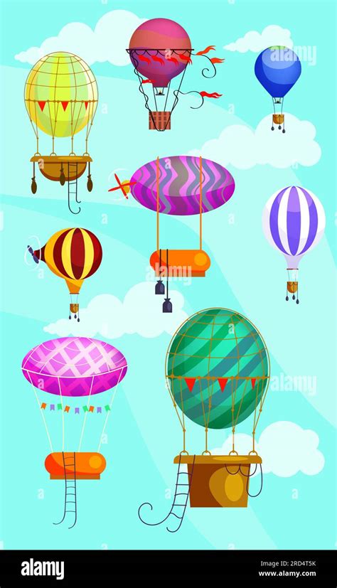 Hot Air Balloon Icons Stock Vector Image Art Alamy