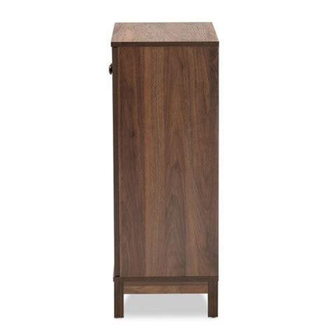 Bowery Hill Walnut Brown Finished Wood Door Shoe Storage Cabinet