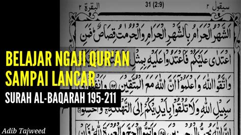 Belajar Ngaji Quran Sampai Lancar Surah Al Baqarah Ayat 195 211 Youtube