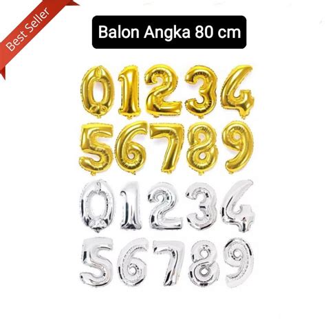 Jual Balon Foil Angka 0 9 Warna 80cm 32 Inch Silver Gold Ballon Number