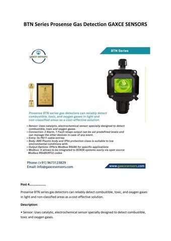 Btn Series Prosense Gas Detection Gaxce Sensors By Gaxcesensors Issuu