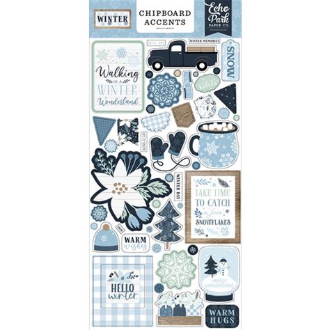 Echo Park Winter Collection Chipboard Embellishments Accents