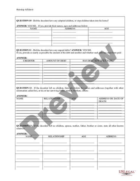 New York Heirship Affidavit Descent Affidavit Of Heirship New York Us Legal Forms