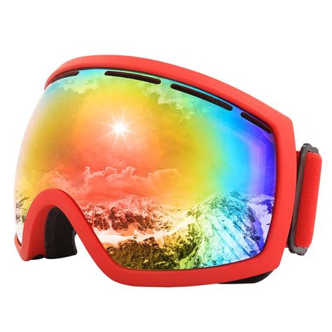 Jiepolly Brand Ski Goggles Spherical Double Lens Uv400 Anti Fog Big Ski