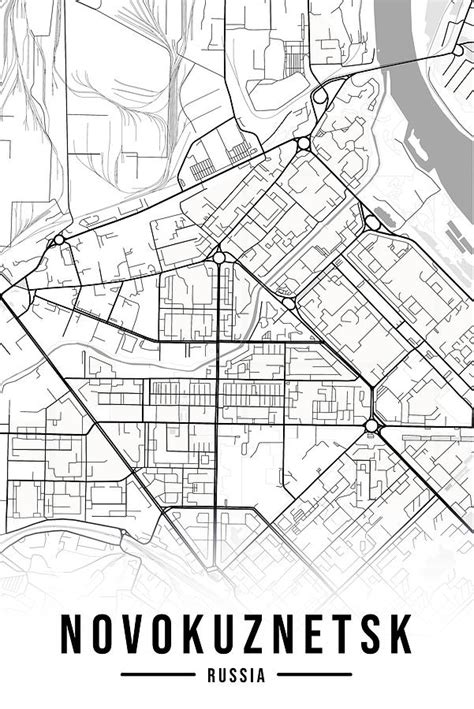novokuznetsk map russia black  white aesthetic minimalistic digital art  ricardo pereira