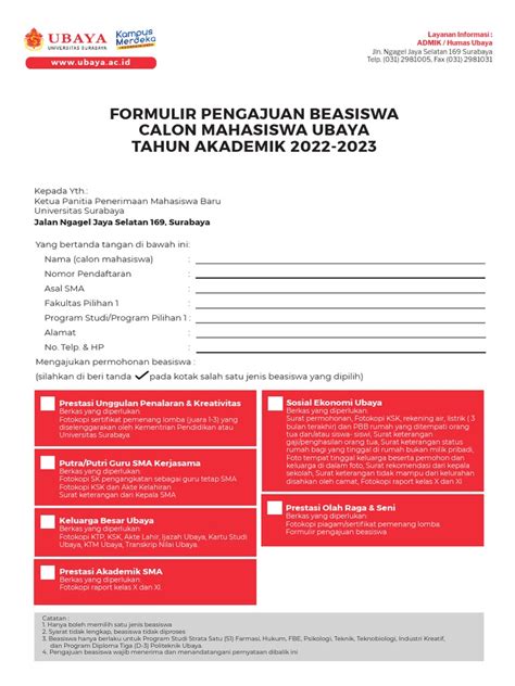 Form Pengajuan Beasiswa Pdf