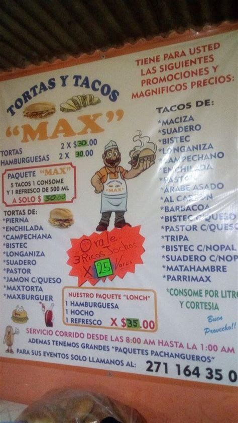 Menu At Tortas Y Tacos Max Restaurant Córdoba