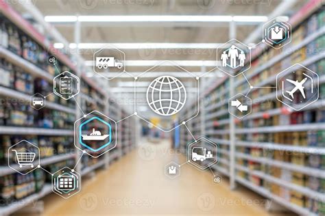 Logistics And Transportation Concept On Supermarket Background