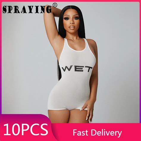 10 Rompers Summer 2024 Spaghetti Strap Letter Printing Fitness Jumpsuit