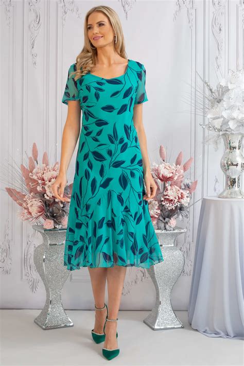 Julianna Floral Print Chiffon Dress In Jade Roman Originals Uk