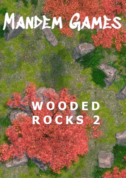 Wooded Rock Printable Battle Maps In Daylight And Moonlight