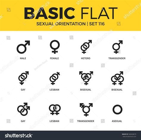 Basic Set Lesbian Bisexual Gay Icons Stock Vector Royalty Free