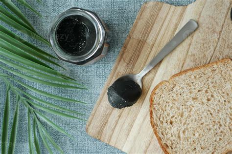 Black sesame spread on a bread 14258586 Stock Photo at Vecteezy