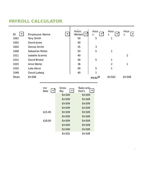 Pay Stub Template With Calculator