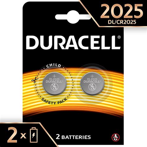 2 x Duracell CR2025 3V Lithium Coin Cell Battery 2025, DL2025, BR2025 ...