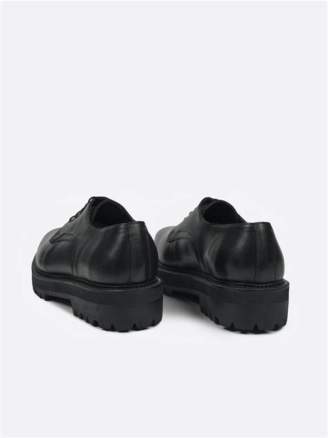 Chunky Derby Shoes In Black Leather Tarmor