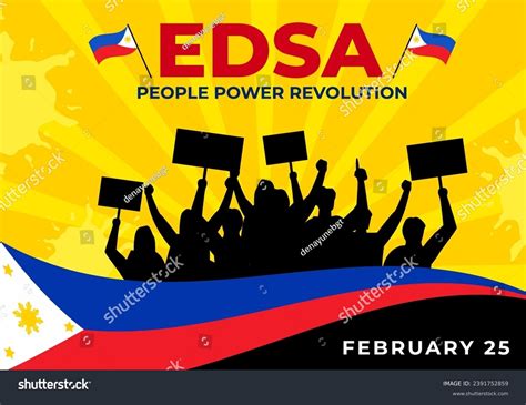 Edsa People Power Revolution Anniversary Philippine Stock Vector ...