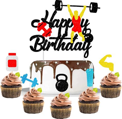 Amazon 31 Pcs Glitter Weight Lifting Cake Toppers Set