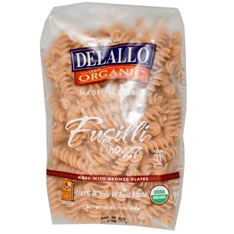 Delallo Fusilli No Organic Whole Wheat Pasta Oz G